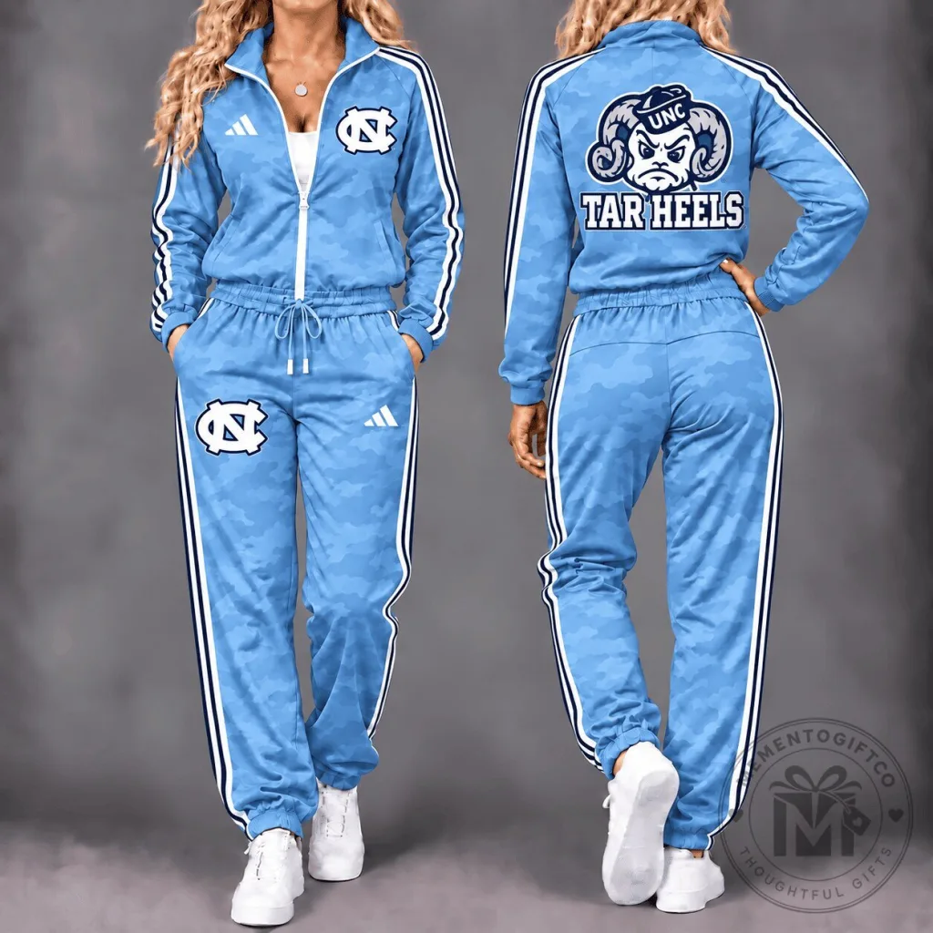 North Carolina Tar Heels NCAA Camouflage Blue Tracksuit Full-Zip Jacket and Pants North Carolina Tar Heels NCAA Camouflage Blue Tracksuit Full-Zip Jacket and Pants