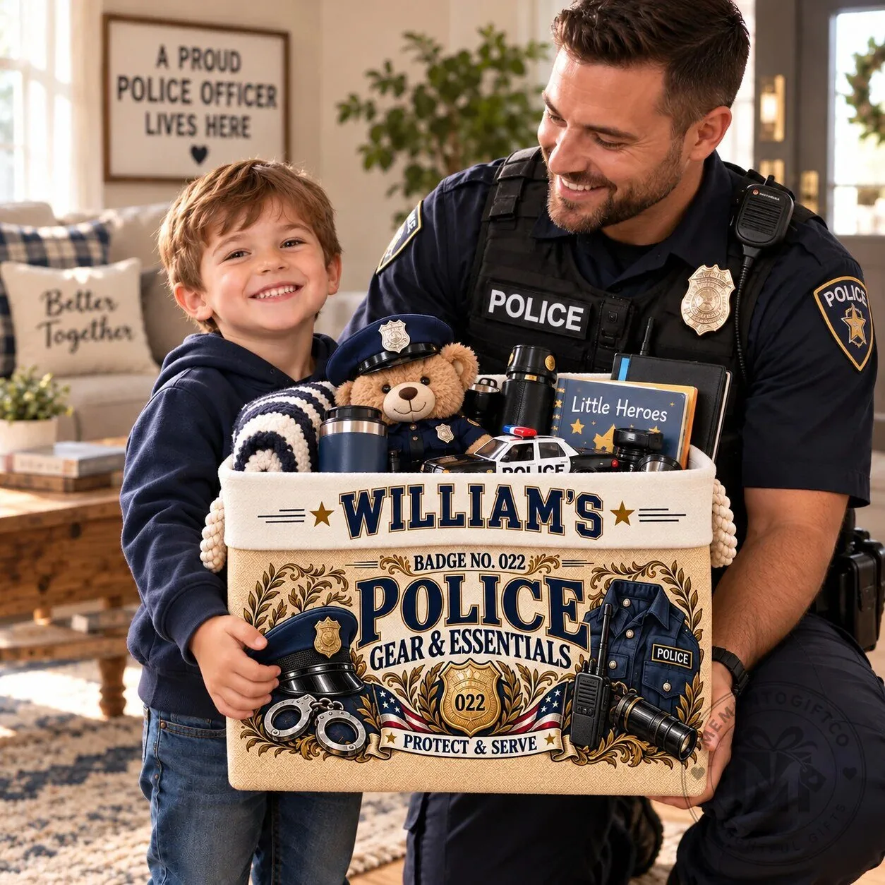 Personalized Police Officer Storage Basket, Custom Law Enforcement Gear Organizer 7 Personalized Police Officer Storage Basket, Custom Law Enforcement Gear Organizer