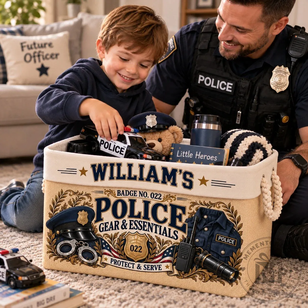 Personalized Police Officer Storage Basket, Custom Law Enforcement Gear Organizer 8 Personalized Police Officer Storage Basket, Custom Law Enforcement Gear Organizer