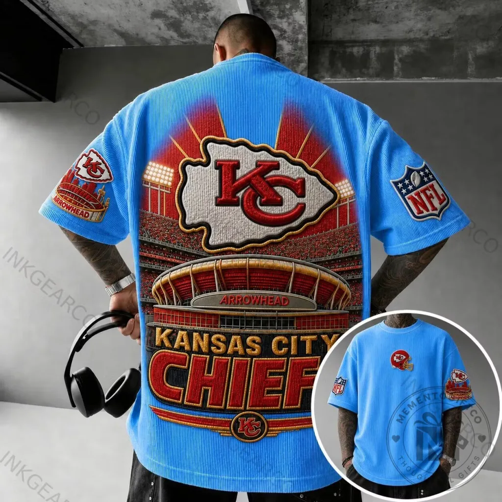Kansas City Chiefs Arrowhead Stadium Football Team Blue Short Sleeve T-Shirt Kansas City Chiefs Arrowhead Stadium Football Team Blue Short Sleeve T-Shirt