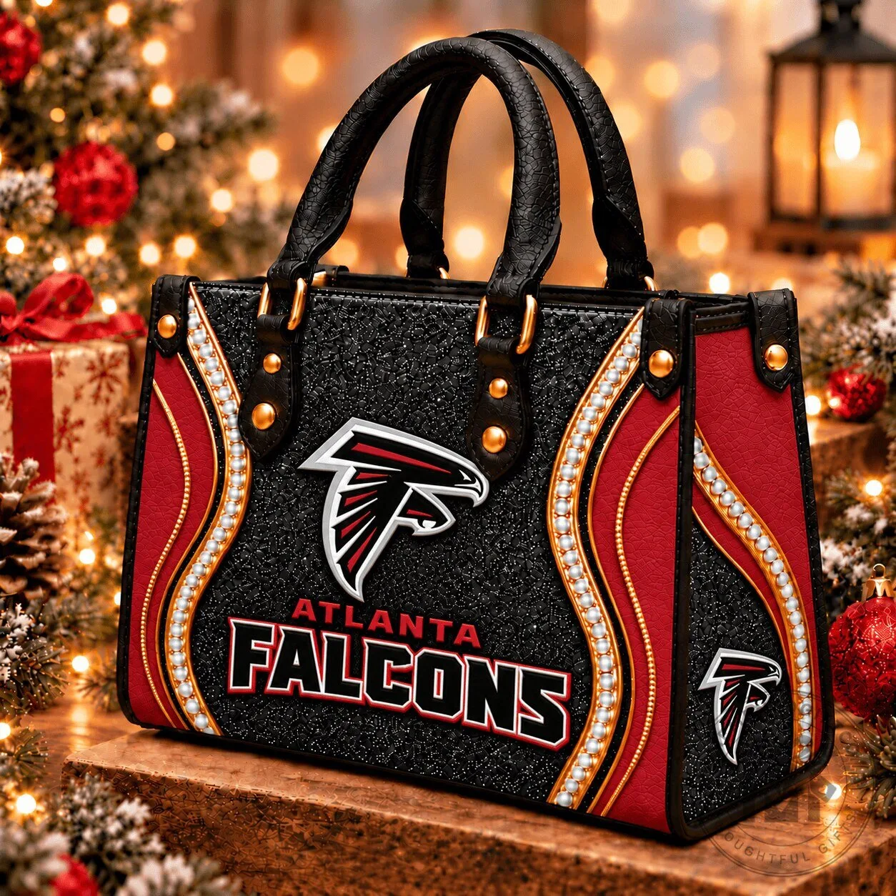 Atlanta Falcons NFL Football Team Logo Premium Leather Handbag for Women