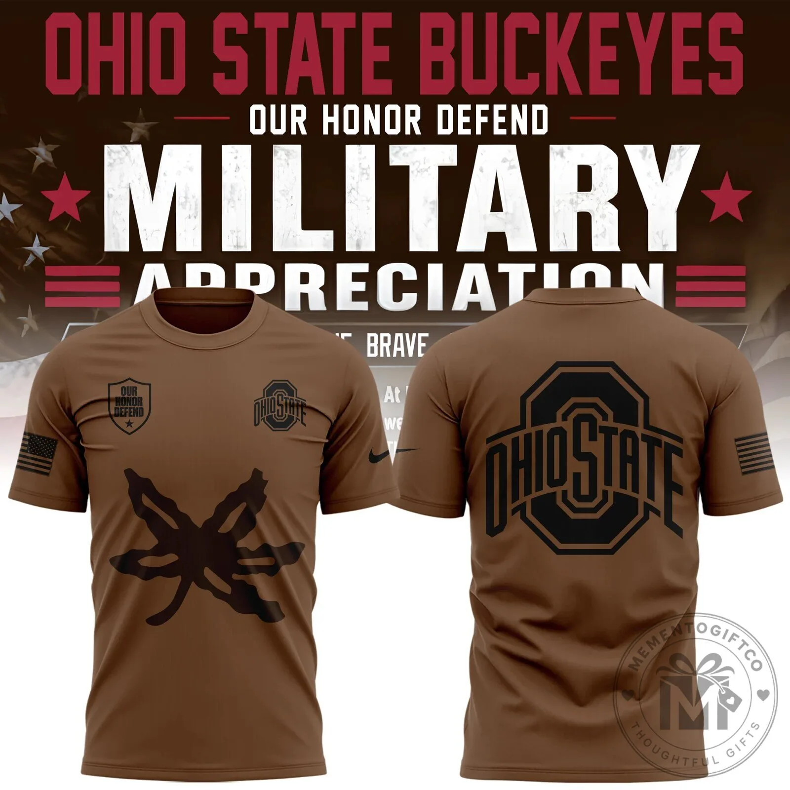 Ohio State Buckeyes Military Appreciation Our Honor Defend Football T-Shirt 2 Ohio State Buckeyes Military Appreciation Our Honor Defend Football T-Shirt
