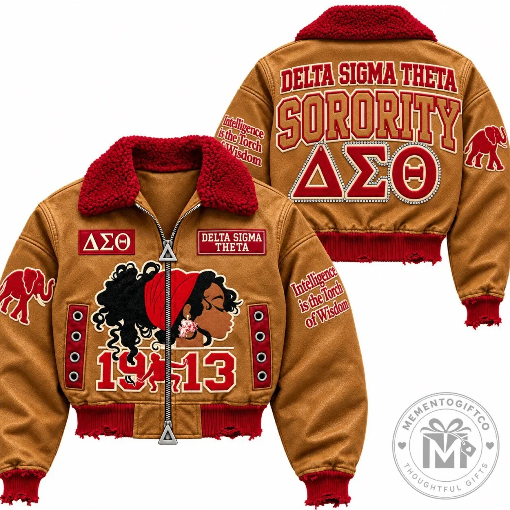 Delta Sigma Theta Sorority Cropped Bomber Jacket Delta Sigma Theta Sorority Cropped Bomber Jacket