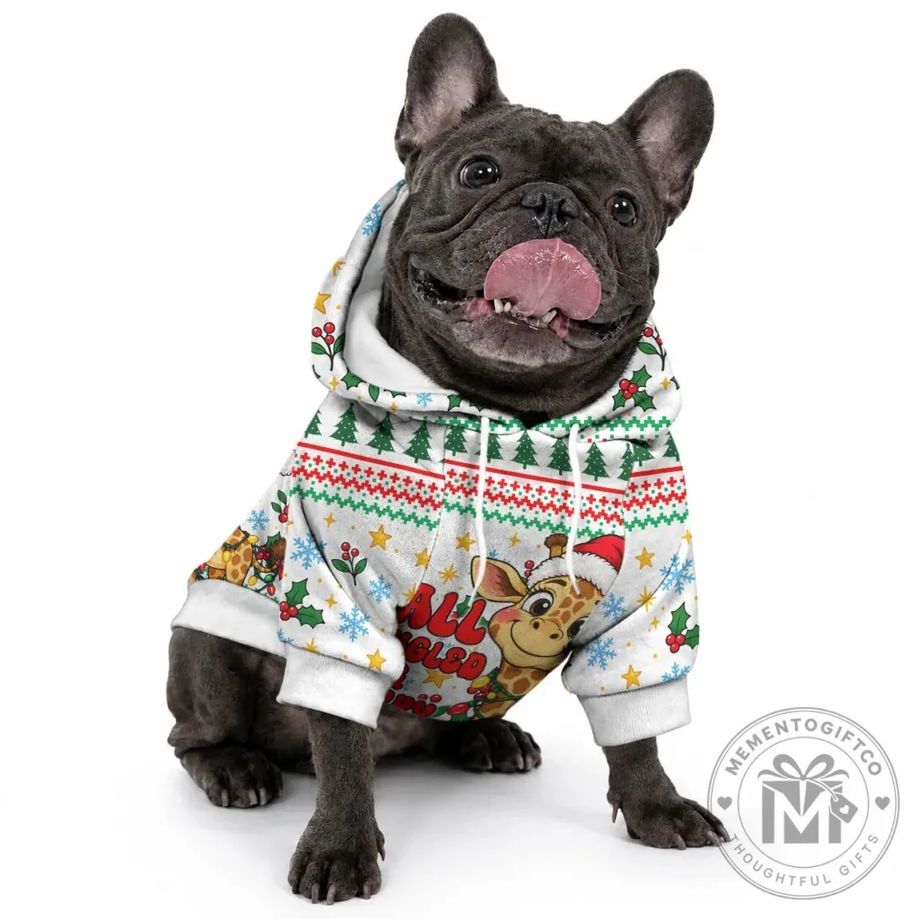 Cute Christmas Giraffe Lights Pet Hoodie Funny Tall Tangled Animal Santa Hat Dog Hoodie Cute Christmas Giraffe Lights Pet Hoodie Funny Tall Tangled Animal Santa Hat Dog Hoodie