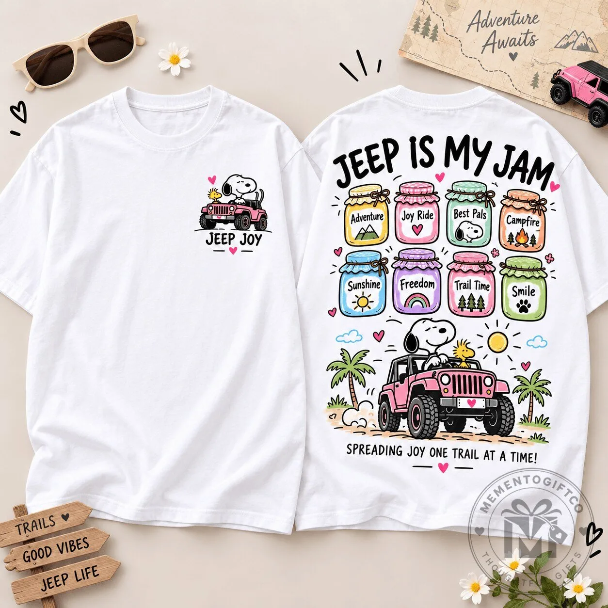 Snoopy Jeep Is My Jam Adventure Cartoon White T-Shirt