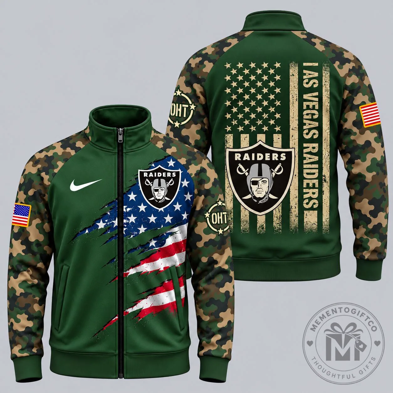 Las Vegas Raiders NFL Patriotic Military Camouflage Full-Zip Jacket