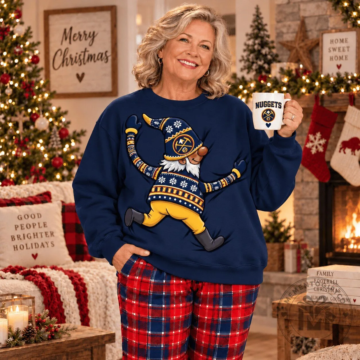 Denver Nuggets Gnome Christmas Holiday Crewneck Sweatshirt for Women