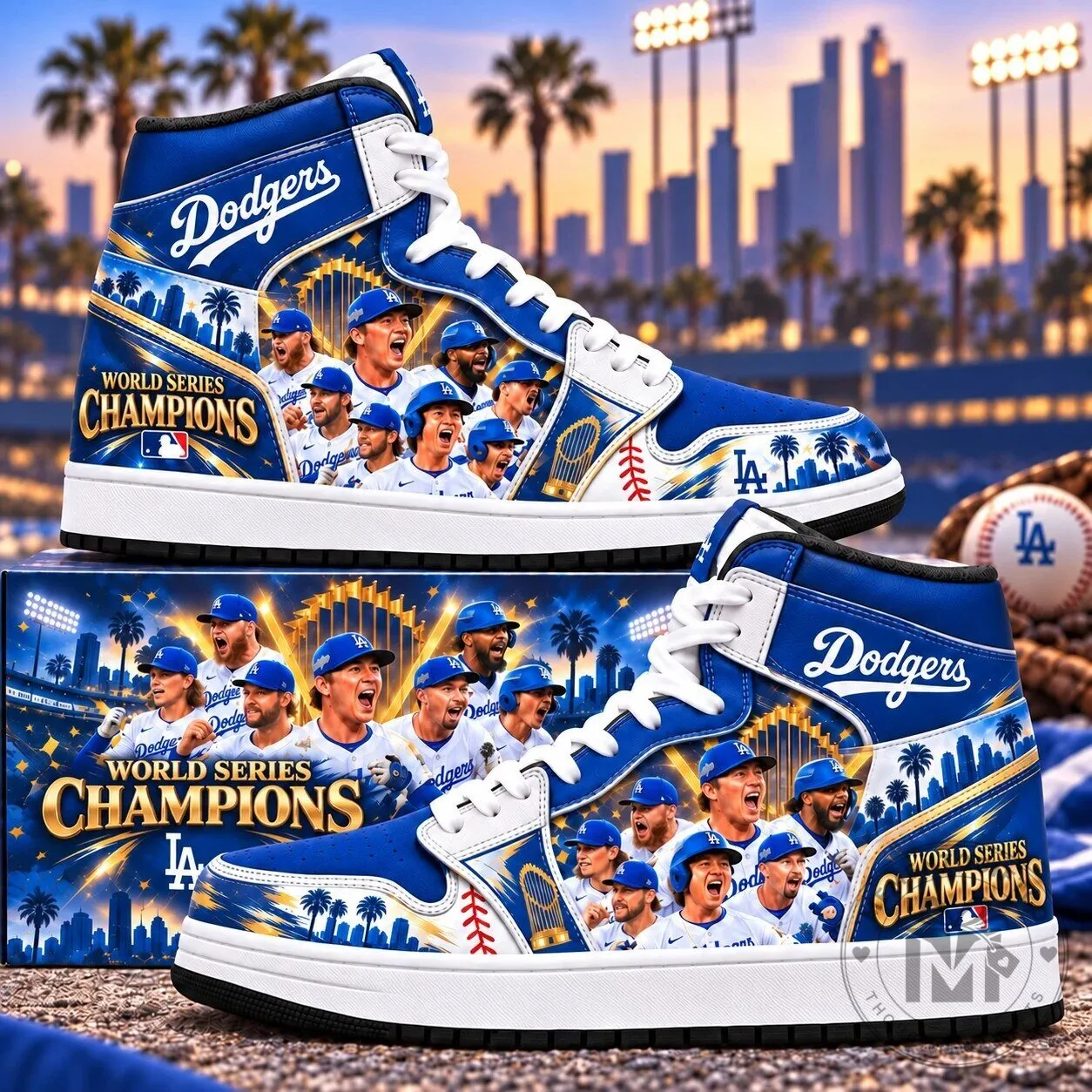 High Top Sneakers Celebrating Los Angeles Dodgers World Series Championship