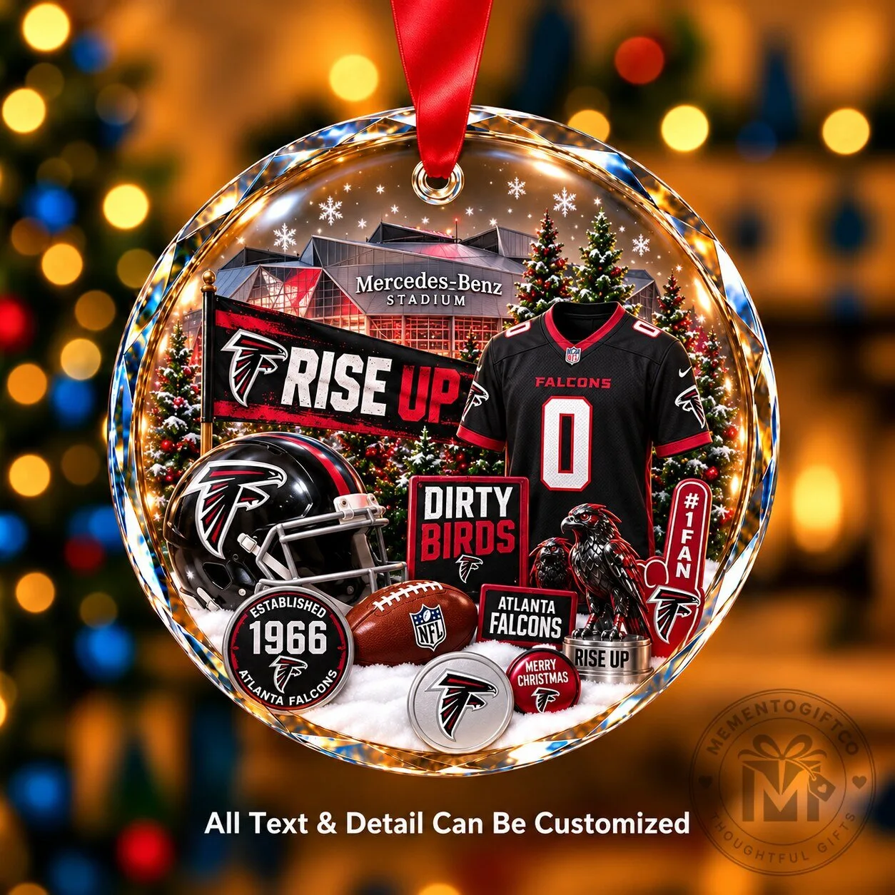 Atlanta Falcons Christmas Tree Ornament with Mercedes-Benz Stadium Design