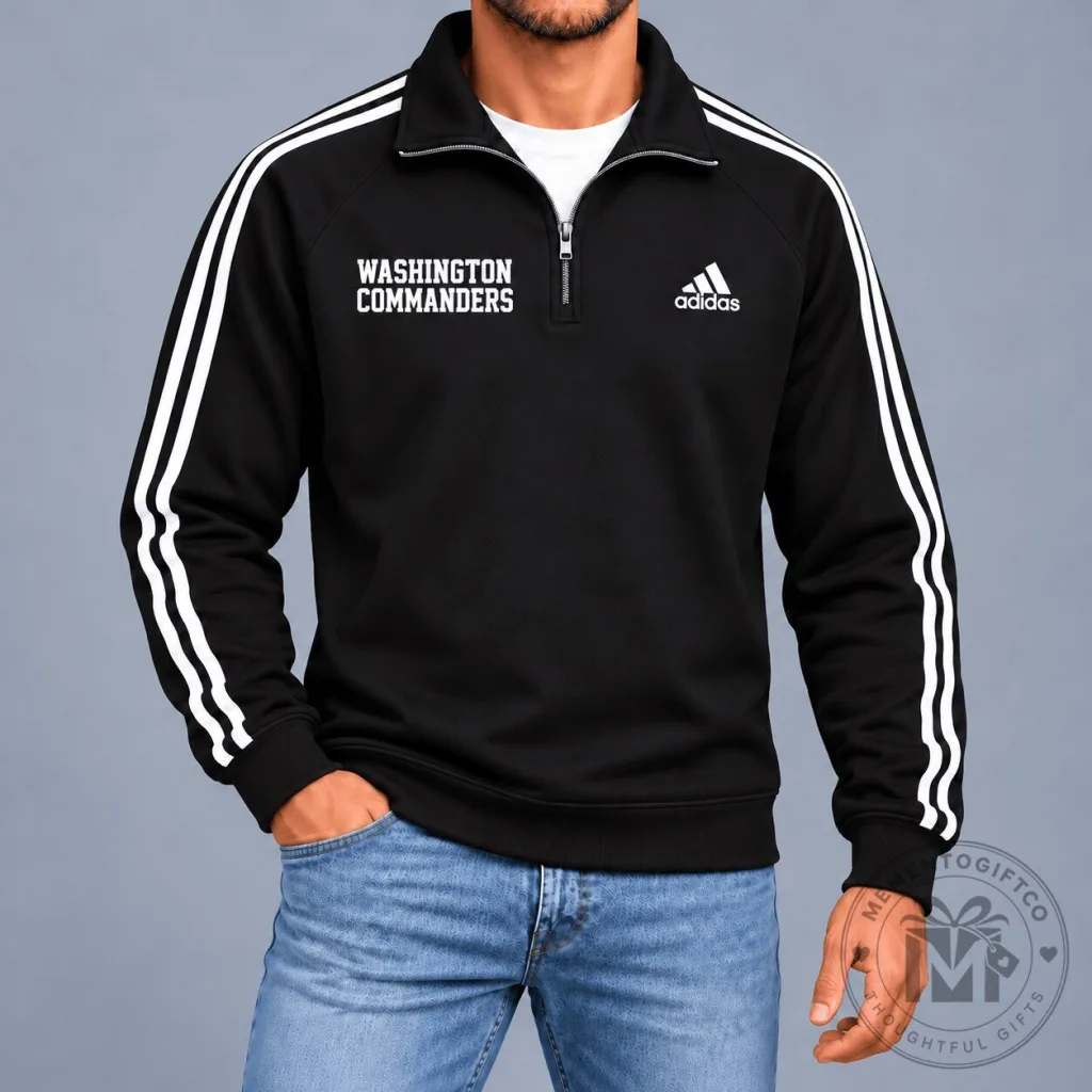 Washington Commanders Adidas Black Quarter-Zip Pullover Sweatshirt Washington Commanders Adidas Black Quarter-Zip Pullover Sweatshirt