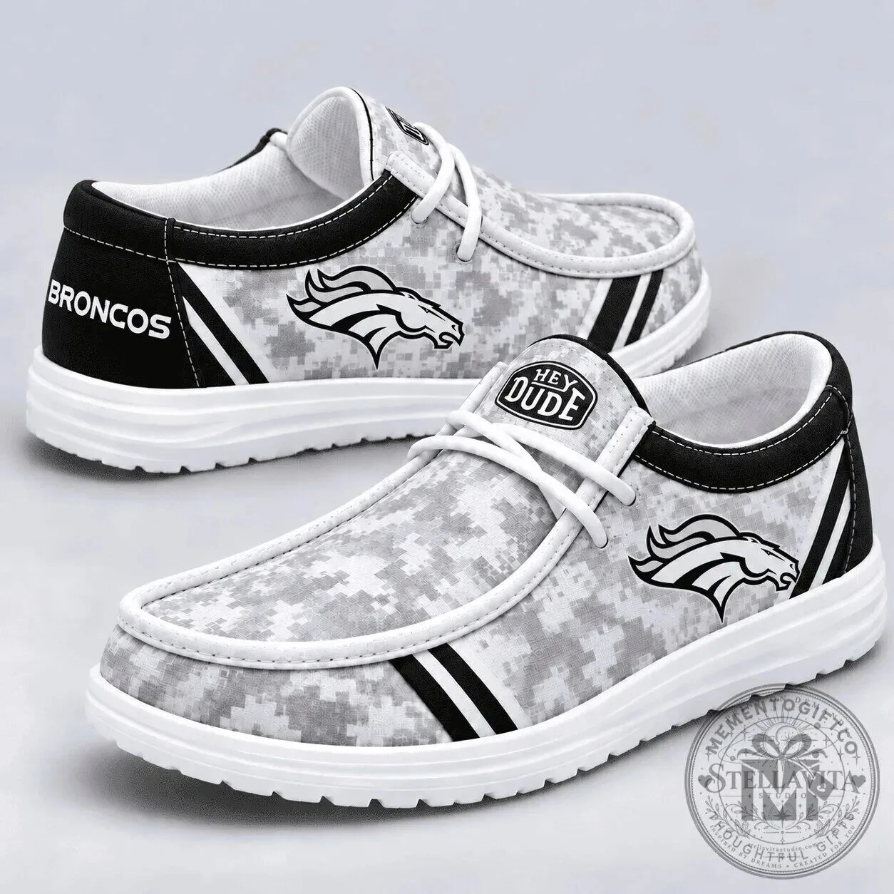 Denver Broncos Football Team Digital Camouflage Hey Dude Style Shoes