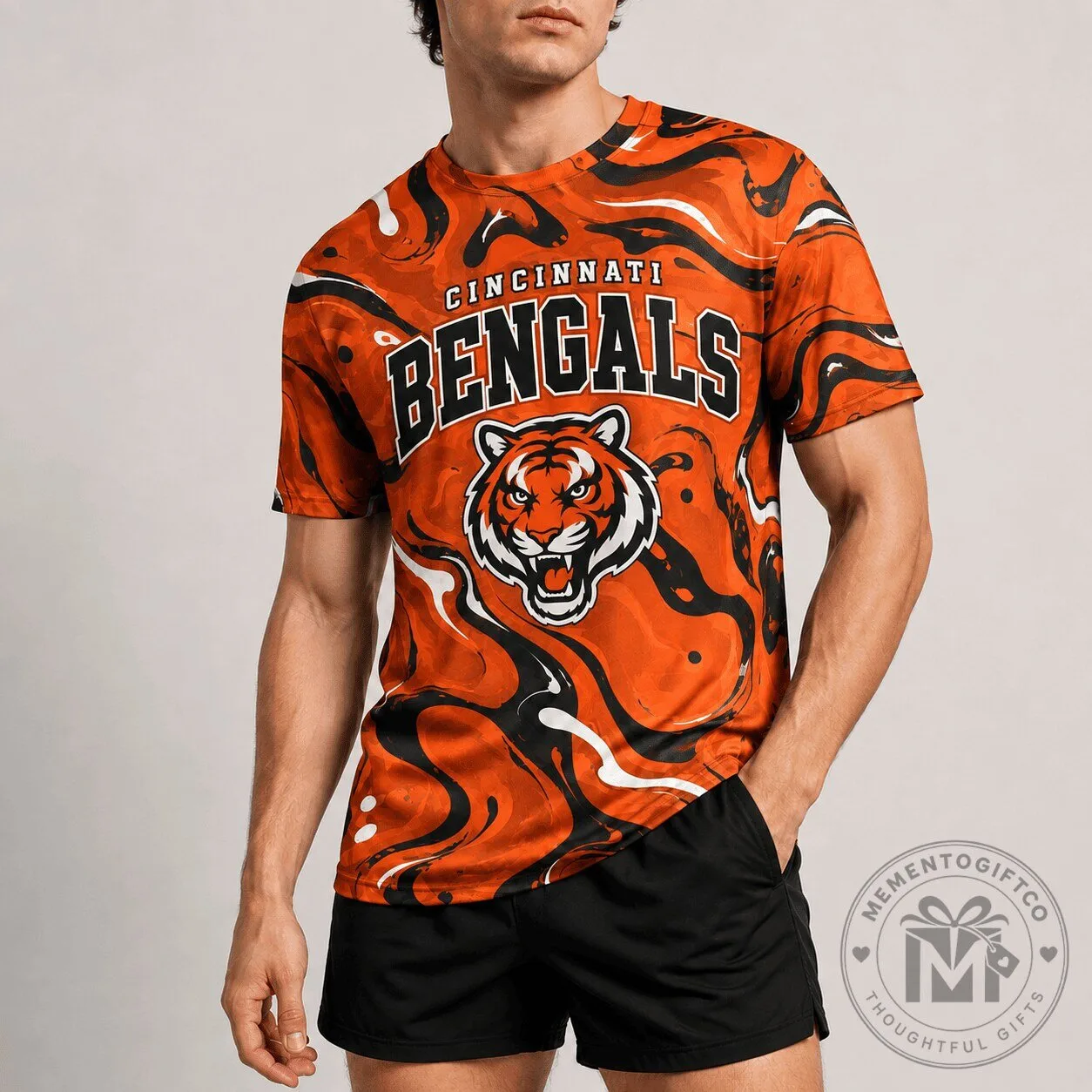 Cincinnati Bengals NFL Fan Shirt Premium Hydro Swirl T-Shirt