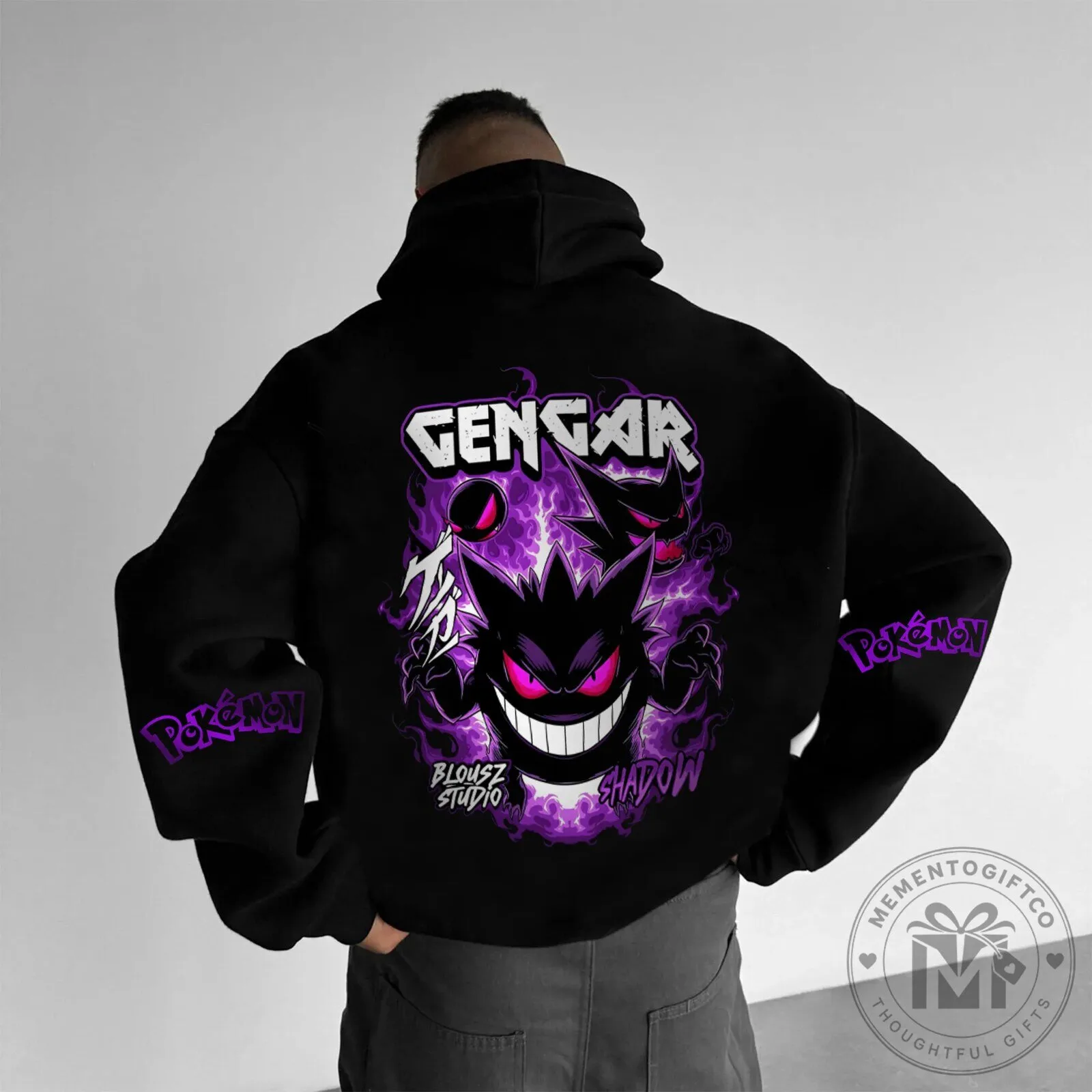 Gengar Shadow Pokemon Anime Character Graphic Black Hoodie