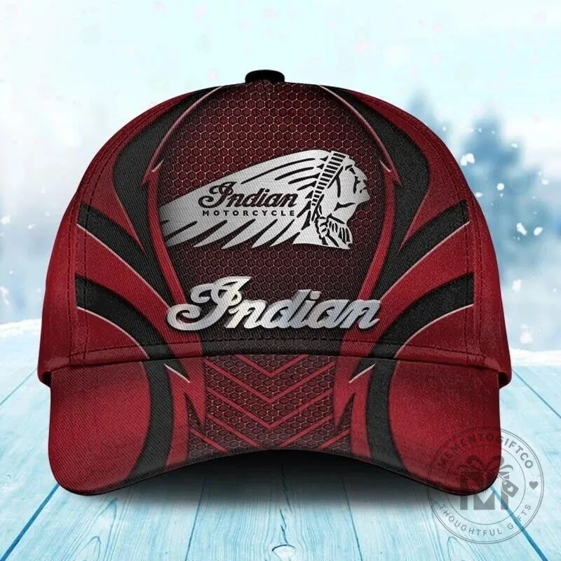 Indian Motorcycle Classic Logo Red and Black Baseball Cap Hat 5 Indian Motorcycle Classic Logo Red and Black Baseball Cap Hat
