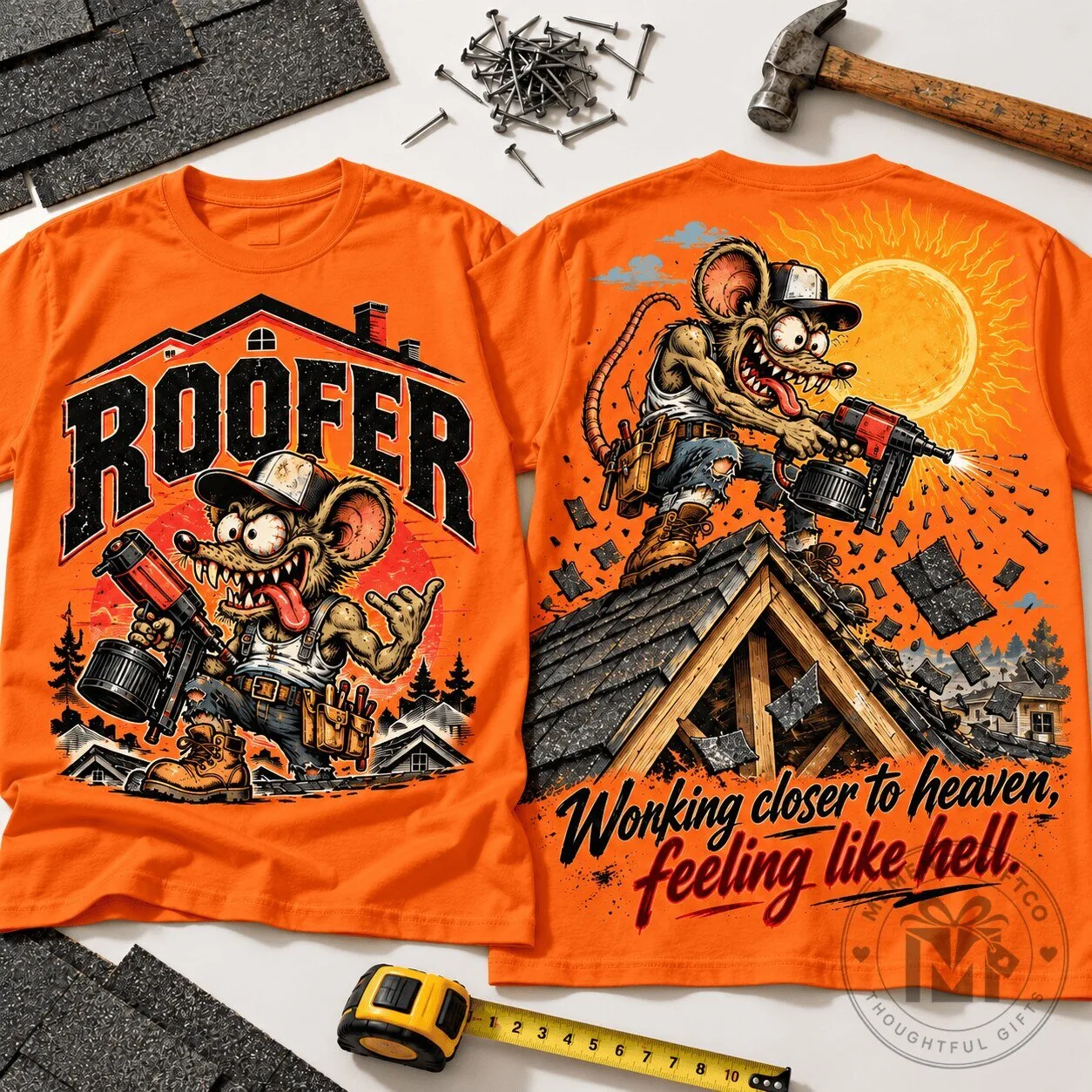 Rat Fink Roofer Working Closer To Heaven Feeling Like Hell T-Shirt 1 Rat Fink Roofer Working Closer To Heaven Feeling Like Hell T-Shirt