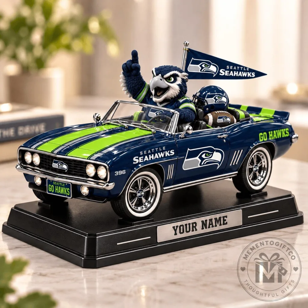 Seattle Seahawks NFL Mascot Driving Car Collectible Acrylic Block Plaque Seattle Seahawks NFL Mascot Driving Car Collectible Acrylic Block Plaque
