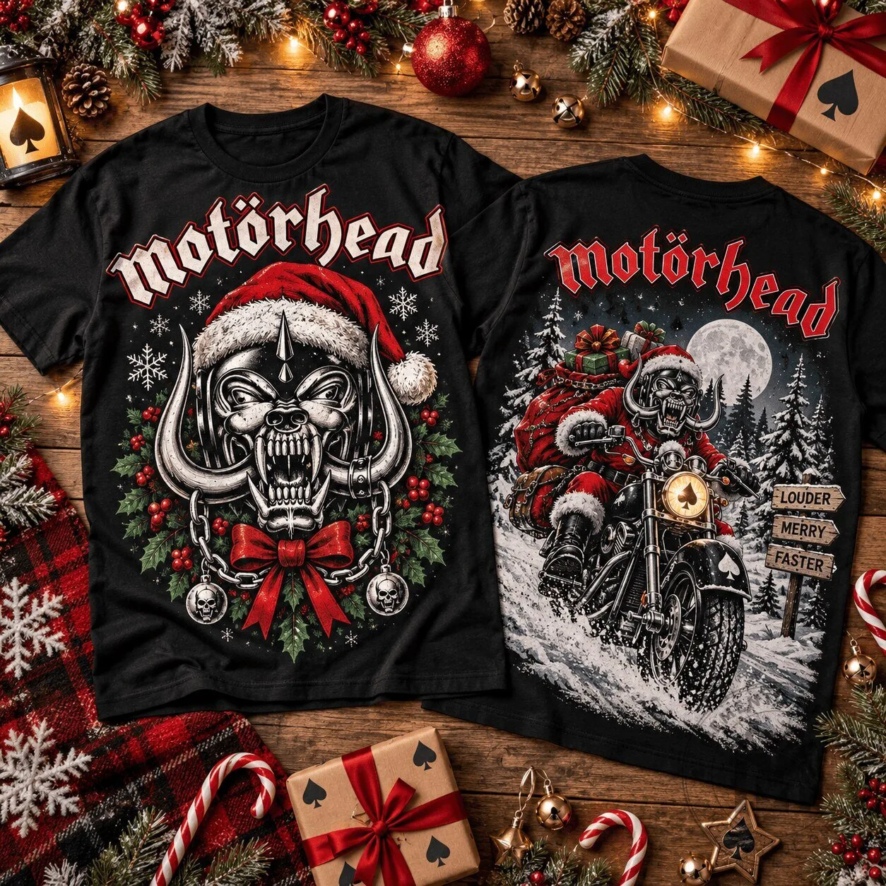Motörhead Snaggletooth Warpig Santa Christmas Holiday Heavy Metal T-Shirt 4 Motörhead Snaggletooth Warpig Santa Christmas Holiday Heavy Metal T-Shirt
