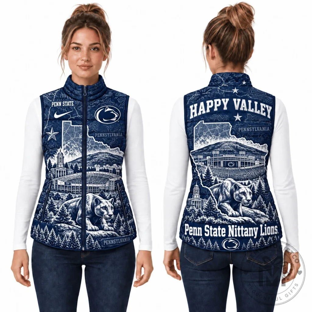 Penn State Nittany Lions Happy Valley Winter Puffer Vest for Women Penn State Nittany Lions Happy Valley Winter Puffer Vest for Women