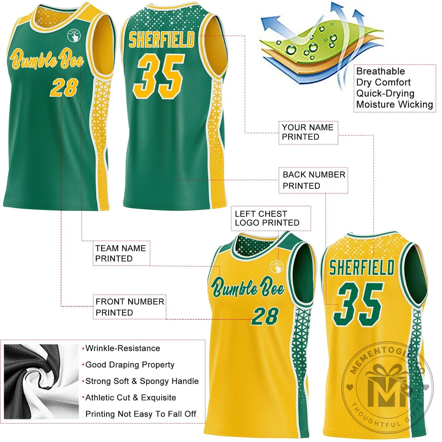 Custom Kelly Green Gold White Reversible Basketball Jersey with Geometric Triangle Pattern 15 Custom Kelly Green Gold White Reversible Basketball Jersey with Geometric Triangle Pattern