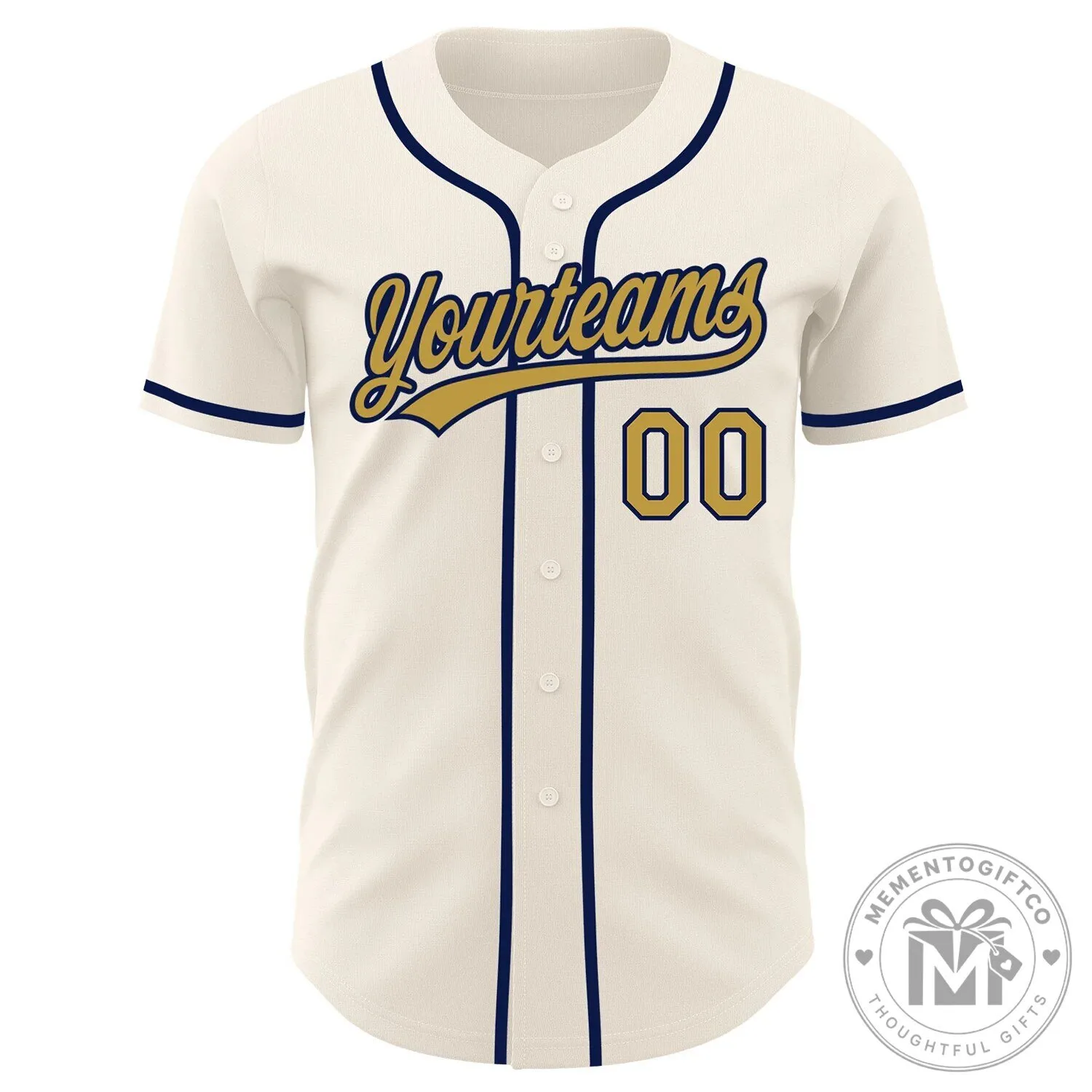 Custom Cream Old Gold Navy Authentic Baseball Jersey with Personalized Name and Number 10 Custom Cream Old Gold Navy Authentic Baseball Jersey with Personalized Name and Number