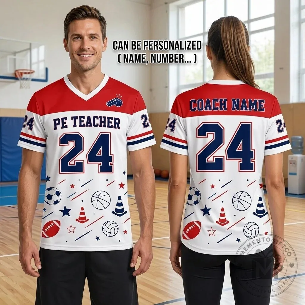 Personalized PE Teacher Sports Coach Game Day Football Jersey 1 Personalized PE Teacher Sports Coach Game Day Football Jersey