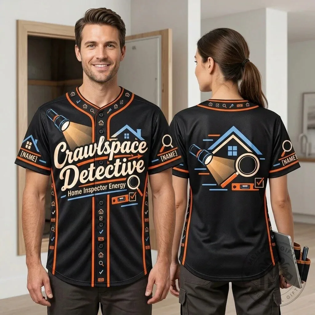Personalized Home Inspector Crawlspace Detective Baseball Jersey – Custom Name Gift