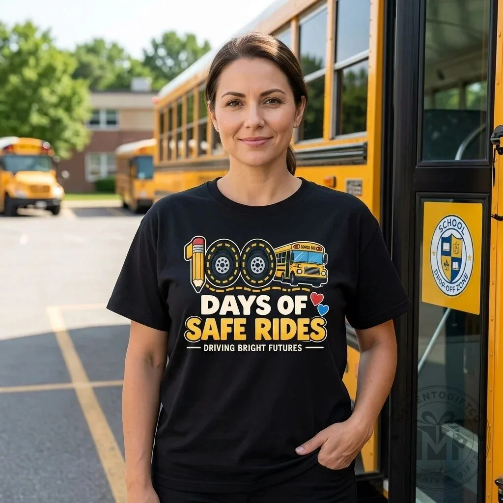 100 Days of Safe Rides Driving Bright Futures School Bus Driver T-Shirt 5 100 Days of Safe Rides Driving Bright Futures School Bus Driver T-Shirt