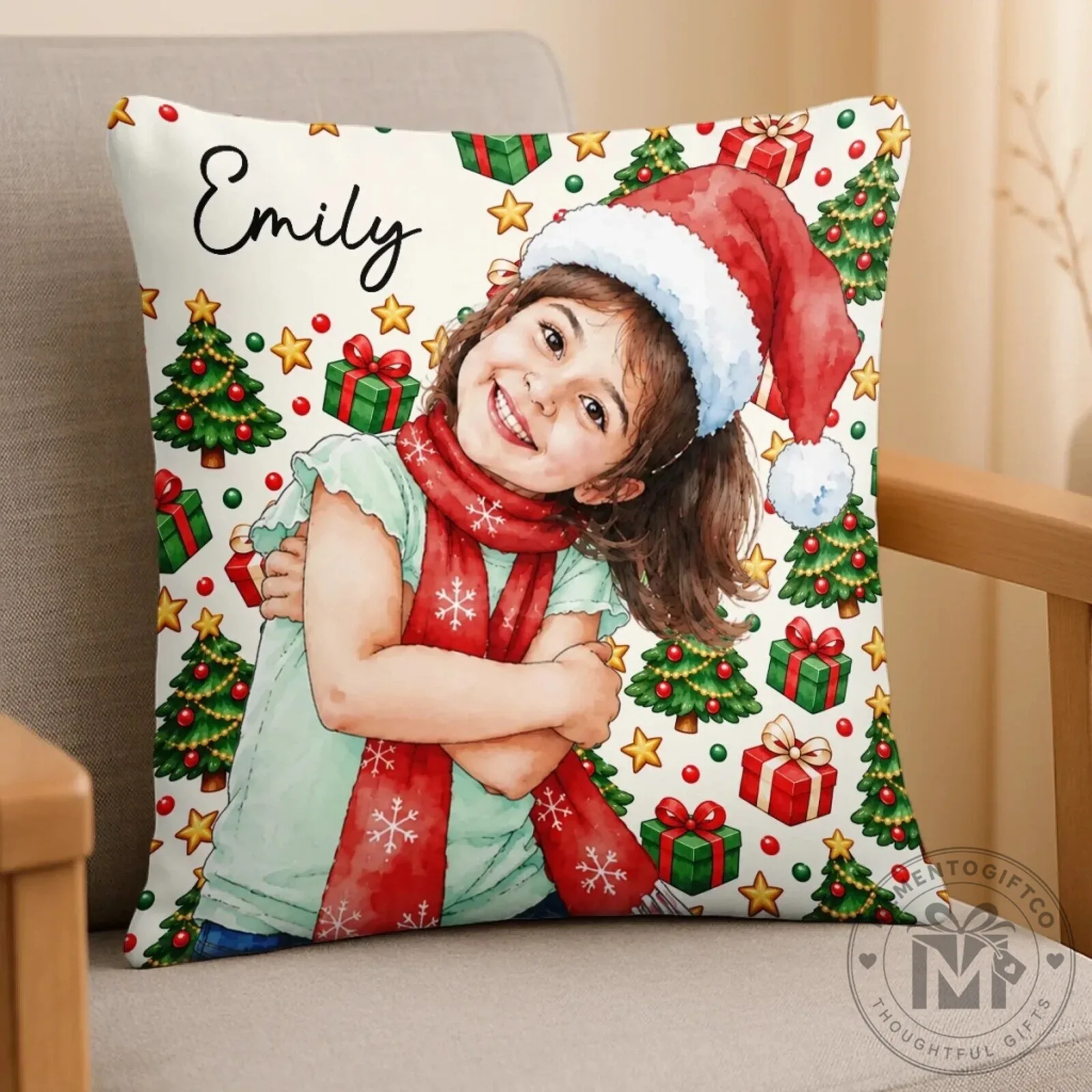 Personalized Christmas Kids Photo Holiday Pillow 9 Personalized Christmas Kids Photo Holiday Pillow