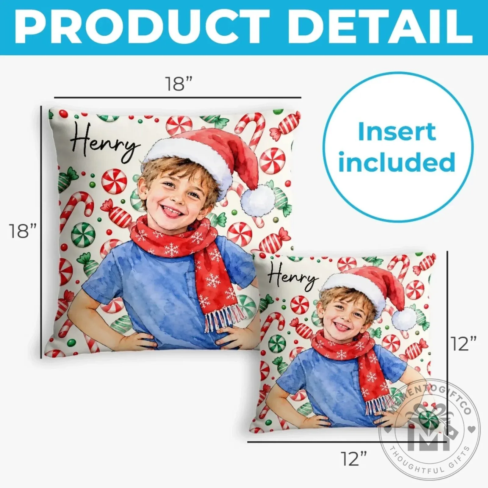 Personalized Christmas Kids Photo Holiday Pillow 12 Personalized Christmas Kids Photo Holiday Pillow