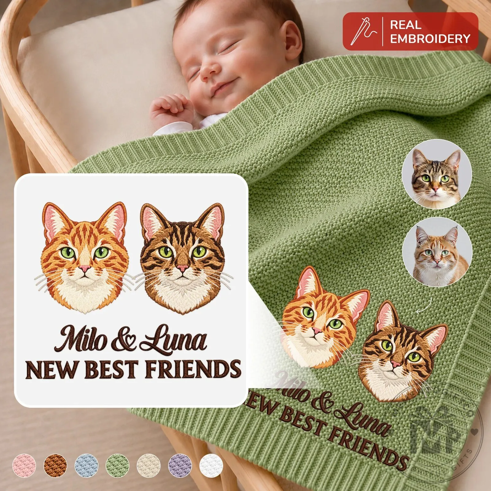 Personalized Pet Portrait Embroidered Baby Blanket for Newborns 11 Personalized Pet Portrait Embroidered Baby Blanket for Newborns
