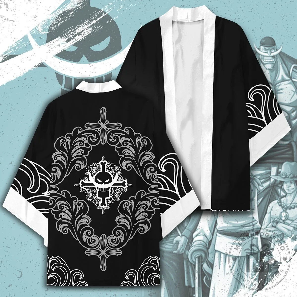 One Piece Whitebeard Pirates Jolly Roger Kimono Cardigan 13 One Piece Whitebeard Pirates Jolly Roger Kimono Cardigan