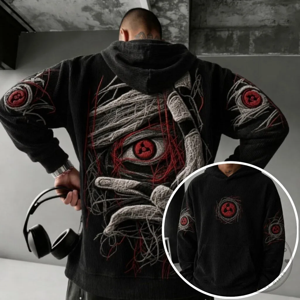 Naruto Shippuden Sharingan Eye Corduroy Hoodie
