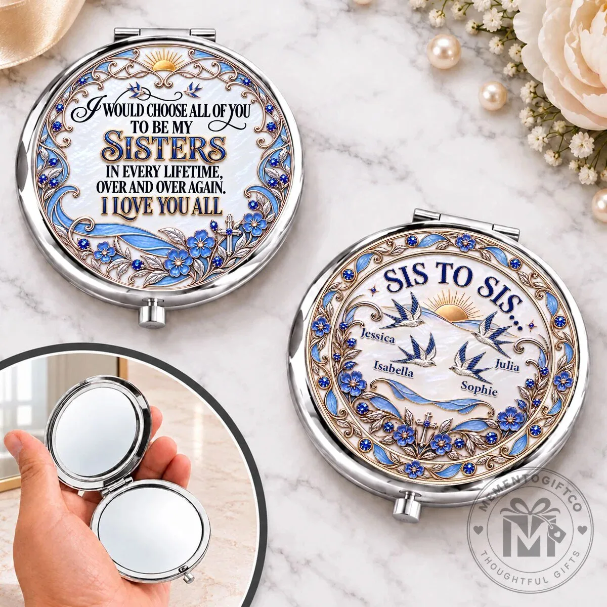 Personalized Sisters Chosen In Every Lifetime Compact Mirror
