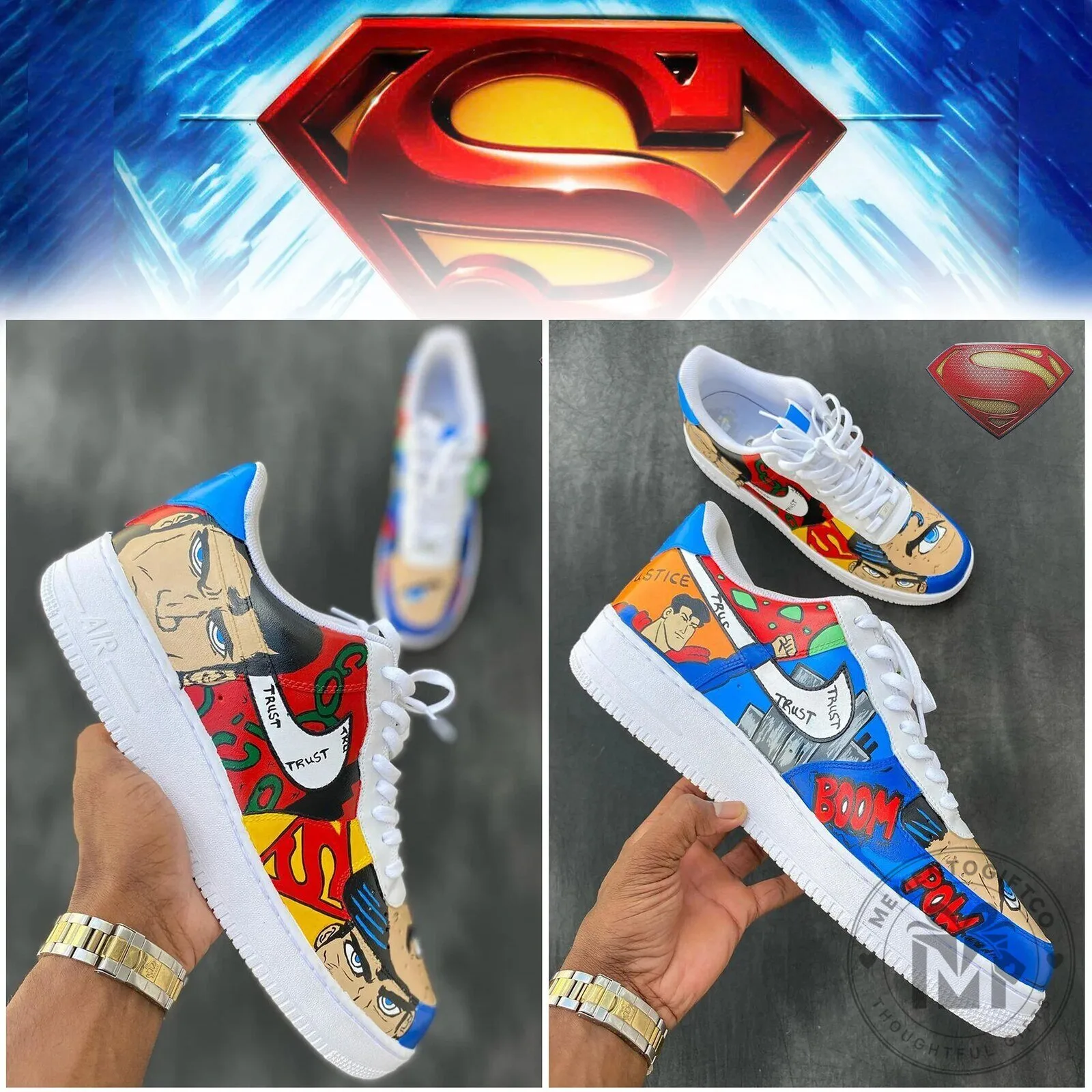 Superman Justice League Comic Book Custom Sneakers 2 Superman Justice League Comic Book Custom Sneakers