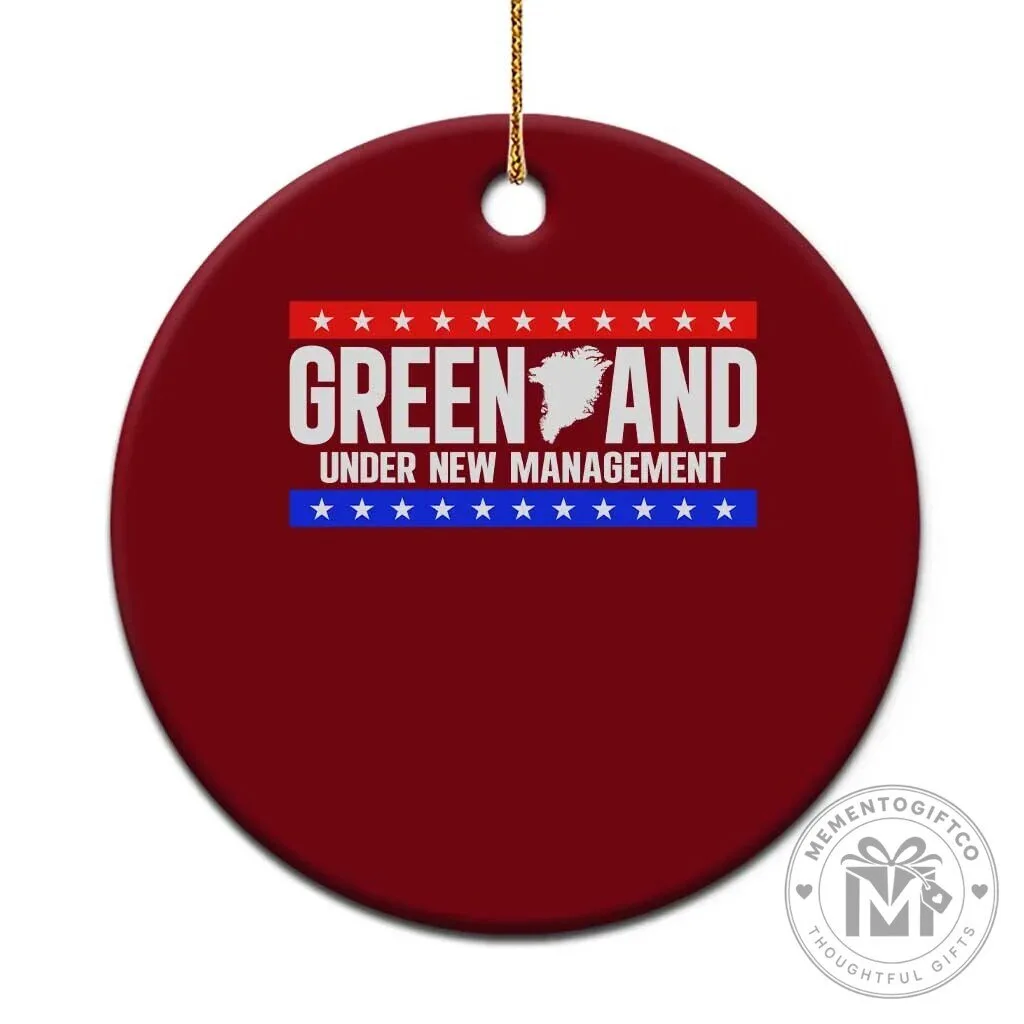 Greenland Under New Management Funny Political Humor Ceramic Christmas Ornament 7 Greenland Under New Management Funny Political Humor Ceramic Christmas Ornament