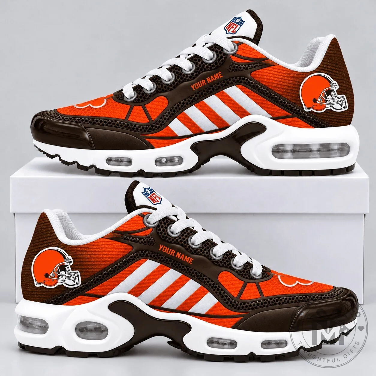 Cleveland Browns Personalized Diagonal Stripe Air Max Running Shoes