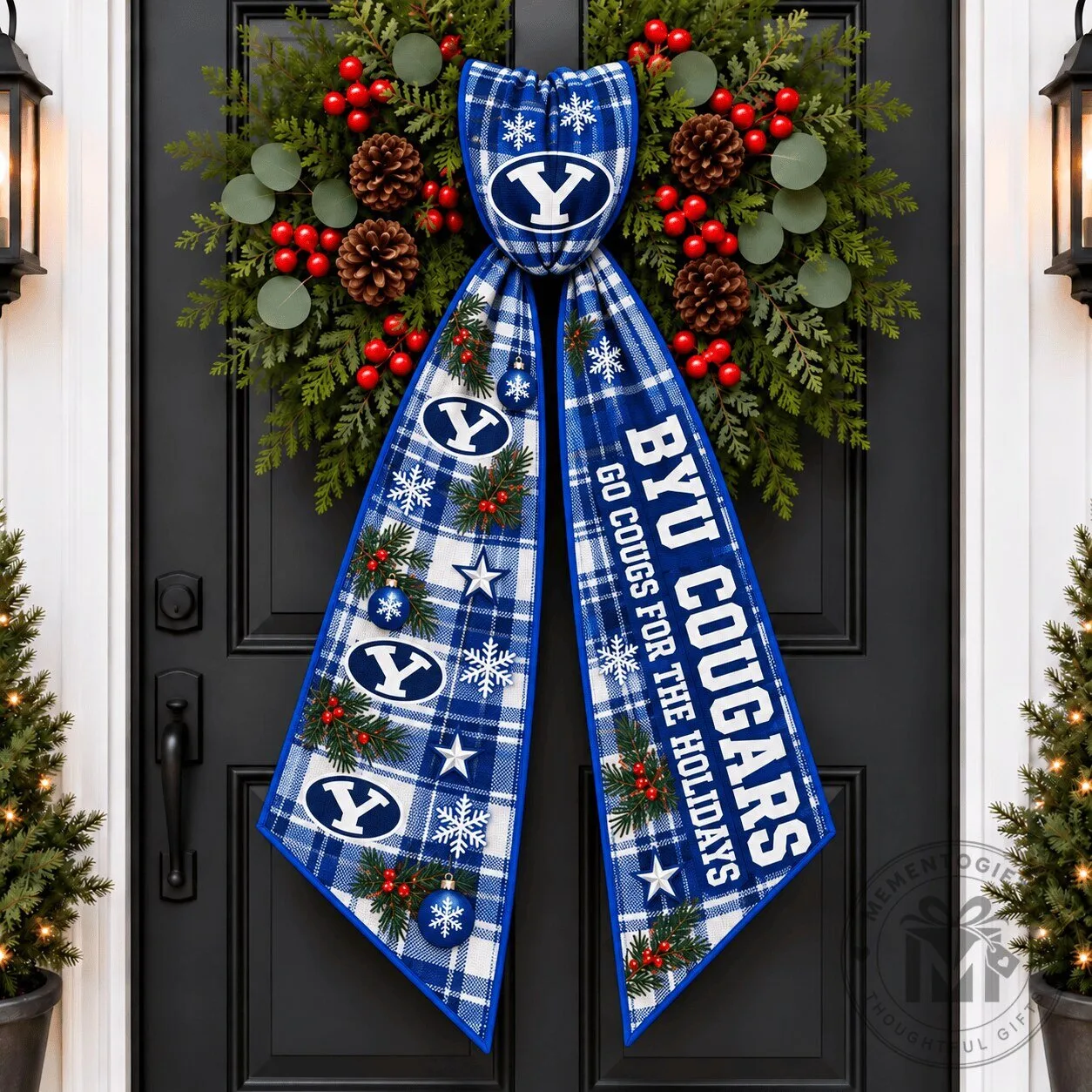 BYU Cougars Christmas Wreath Sash Holiday Decor 1 BYU Cougars Christmas Wreath Sash Holiday Decor