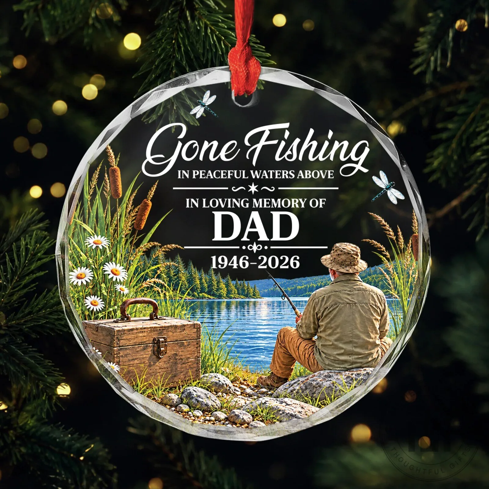 Gone Fishing In Peaceful Waters Above In Loving Memory Of Dad Glass Ornament 6 Gone Fishing In Peaceful Waters Above In Loving Memory Of Dad Glass Ornament