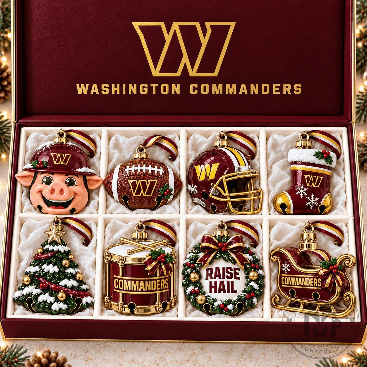 Washington Commanders Football Team Christmas Tree Ornament Set