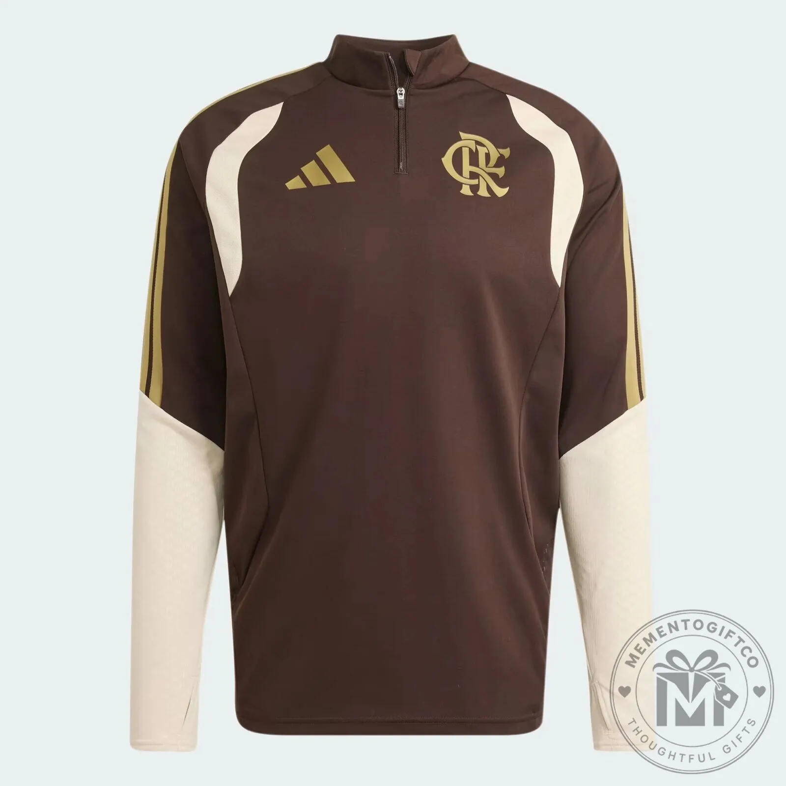 Flamengo Training Jacket Brown and Cream Quarter-Zip Long Sleeve Top