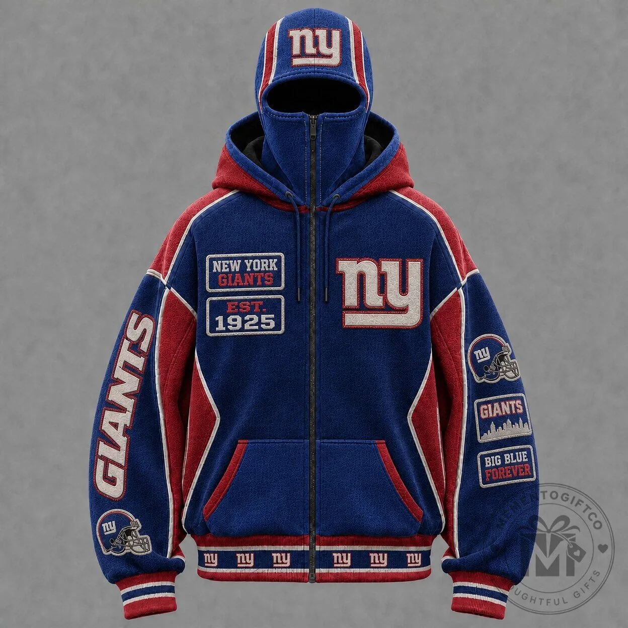 New York Giants NFL Football Team Colorblock Zip-Up Hoodie