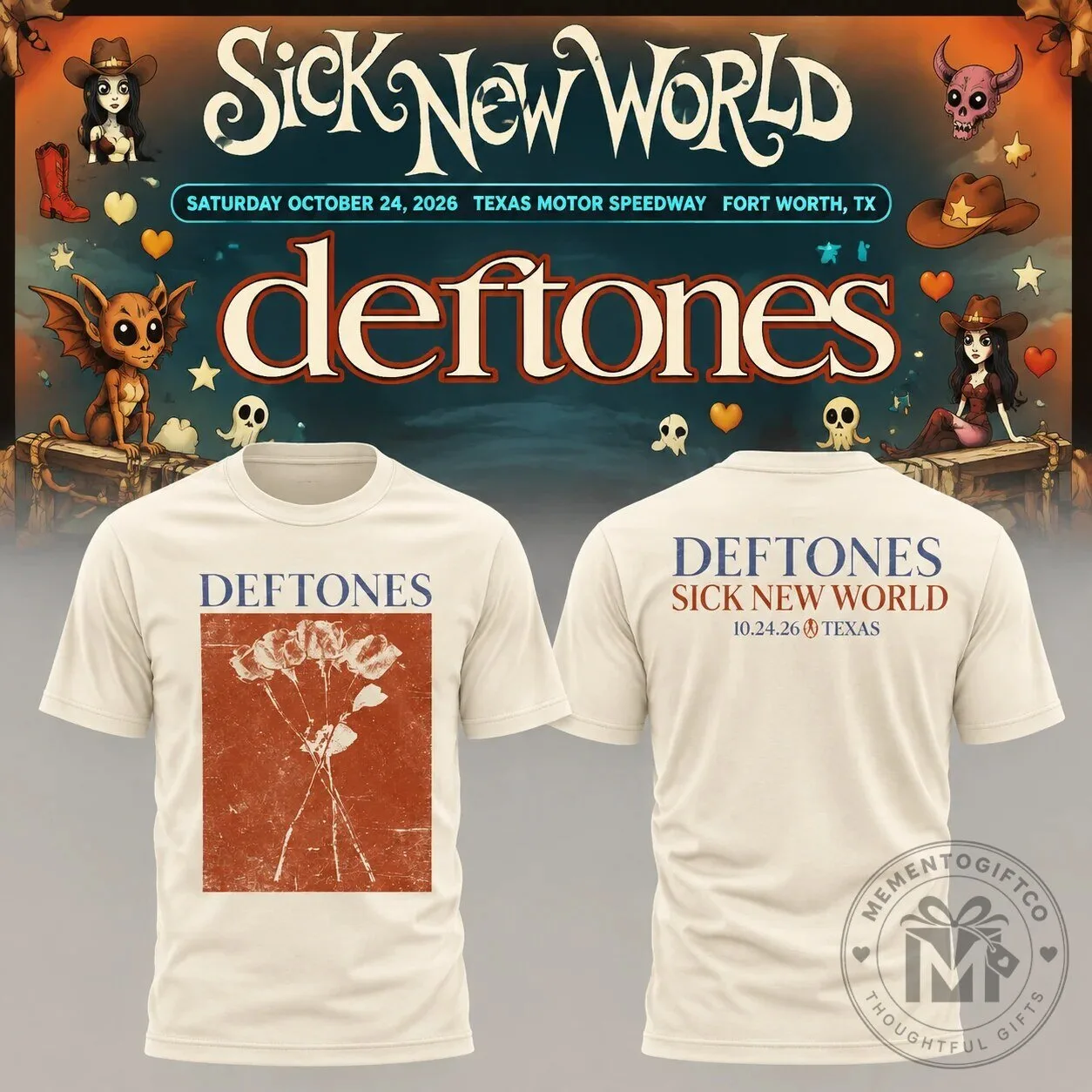 Texas Motor Speedway Concert T-Shirt for Deftones' Sick New World 2026 in Fort Worth
