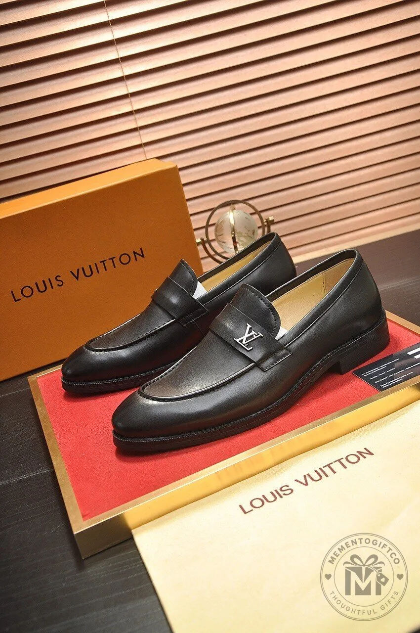 Louis Vuitton Black Leather Loafer Dress Shoes