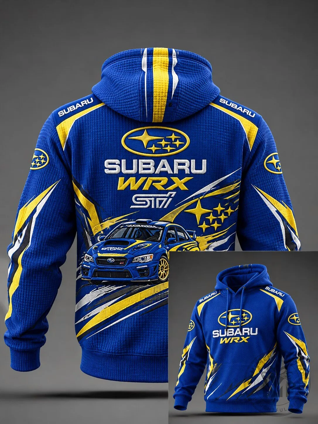 Subaru WRX STI Rally Car Racing Blue All Over Print Hoodie