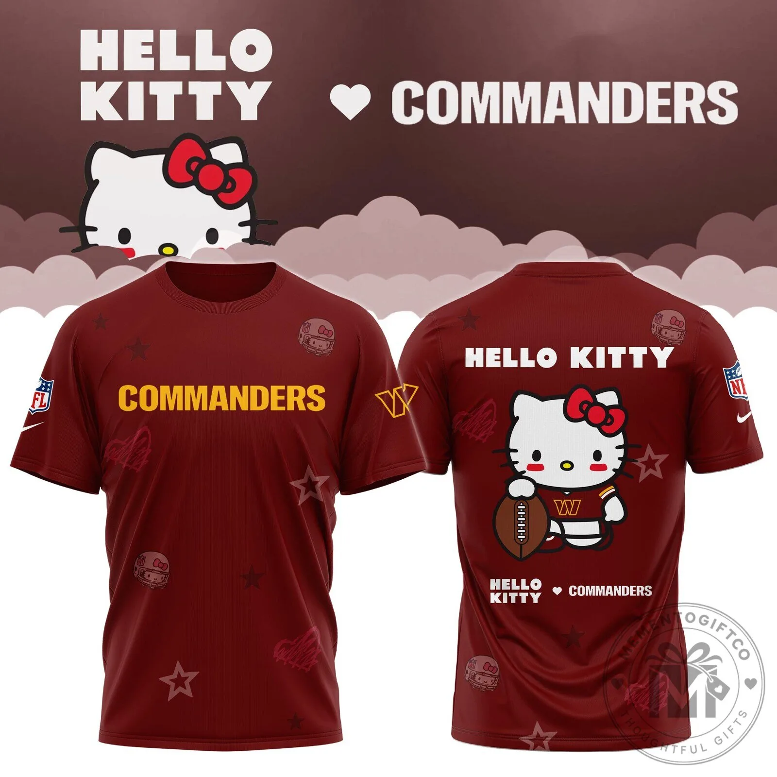 Hello Kitty Washington Commanders Football Team T-Shirt