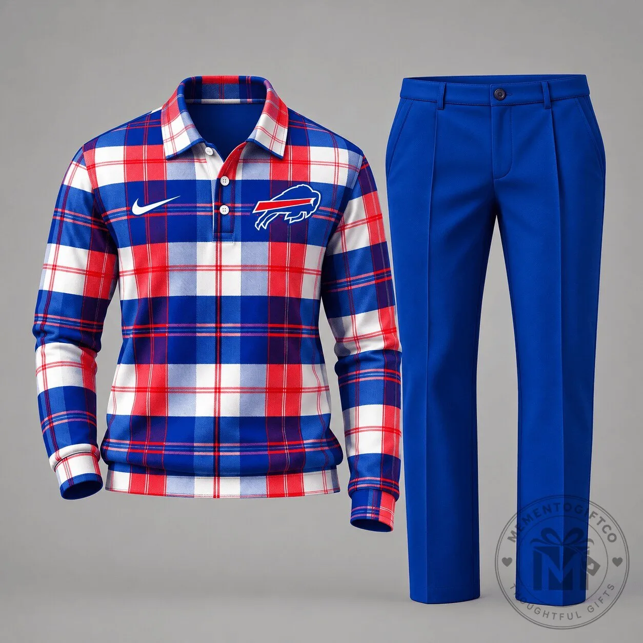 Buffalo Bills Plaid Long Sleeve Polo Shirt 5 Buffalo Bills Plaid Long Sleeve Polo Shirt