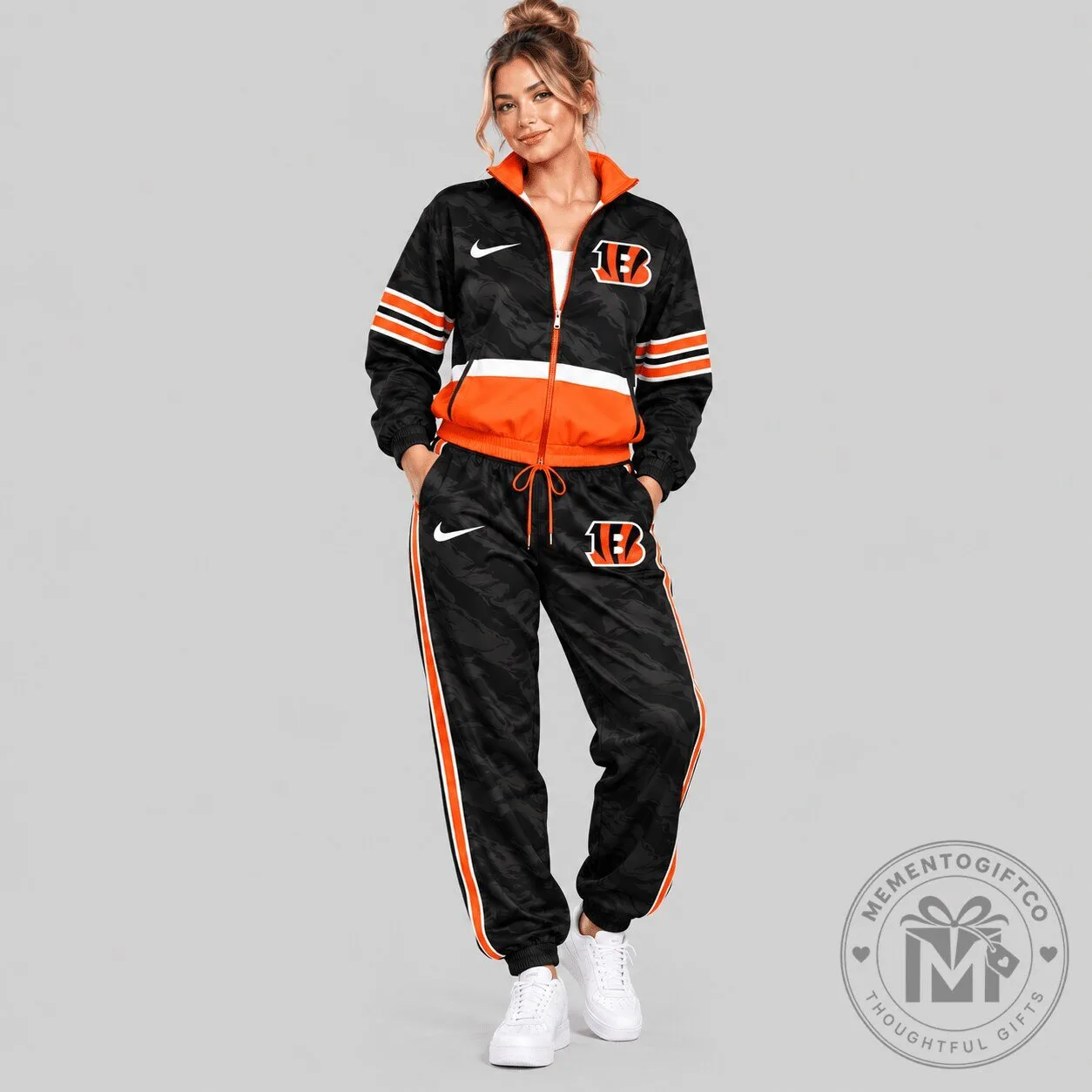 Cincinnati Bengals NFL Camo Panel Windbreaker Jacket and Pants Tracksuit Set