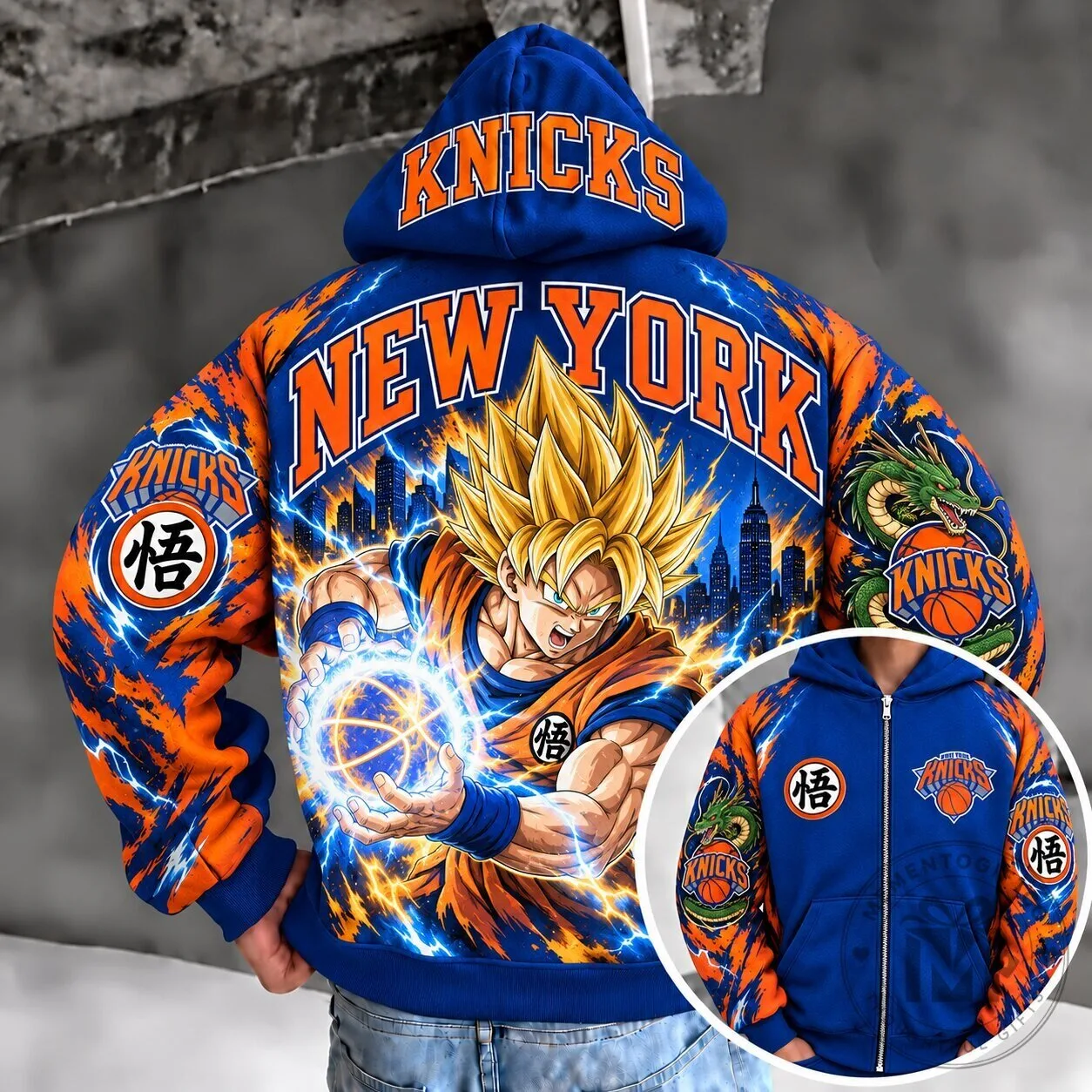 New York Knicks Dragon Ball Z Goku Super Saiyan All Over Print Hoodie