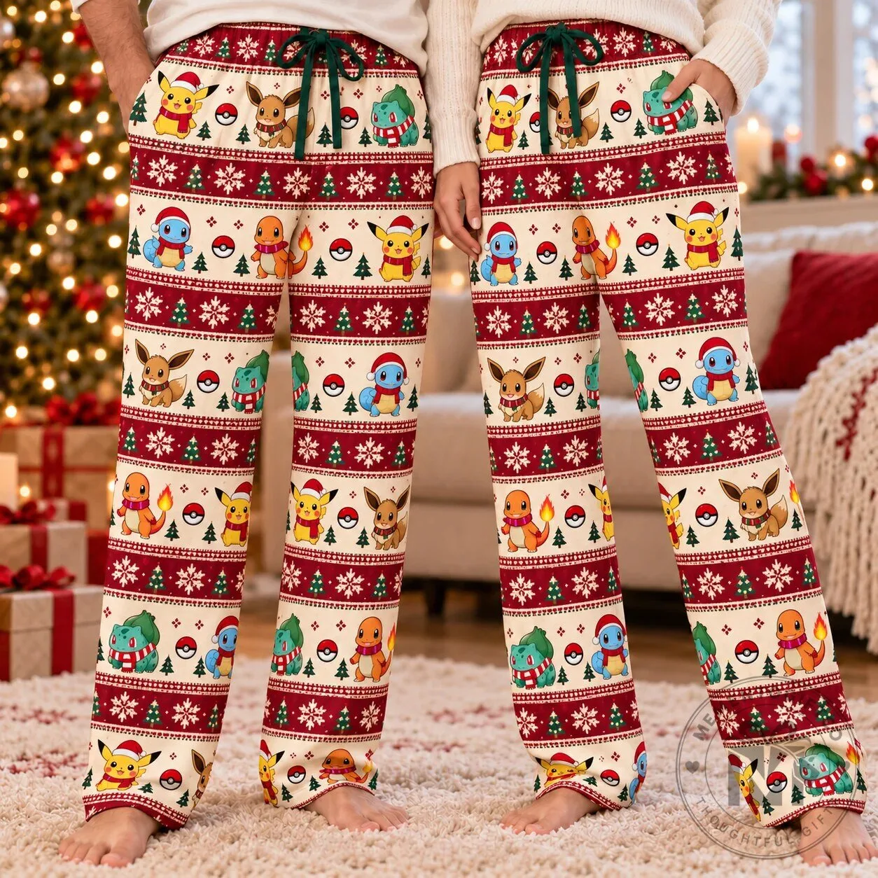 Pokemon Christmas Holiday Pikachu Eevee Squirtle Charmander Bulbasaur Pajamas