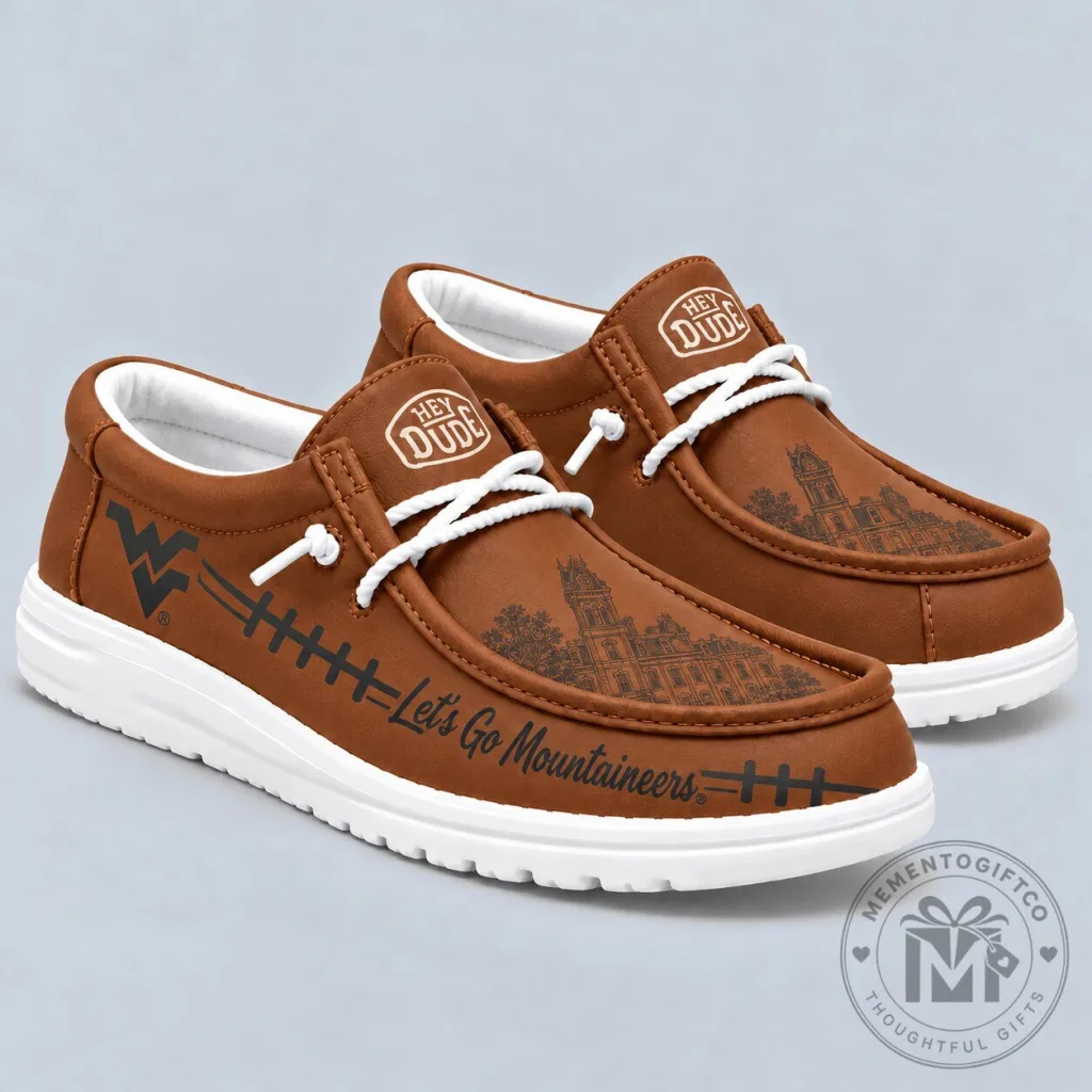 West Virginia Mountaineers Brown Leather Slip-On Loafers West Virginia Mountaineers Brown Leather Slip-On Loafers
